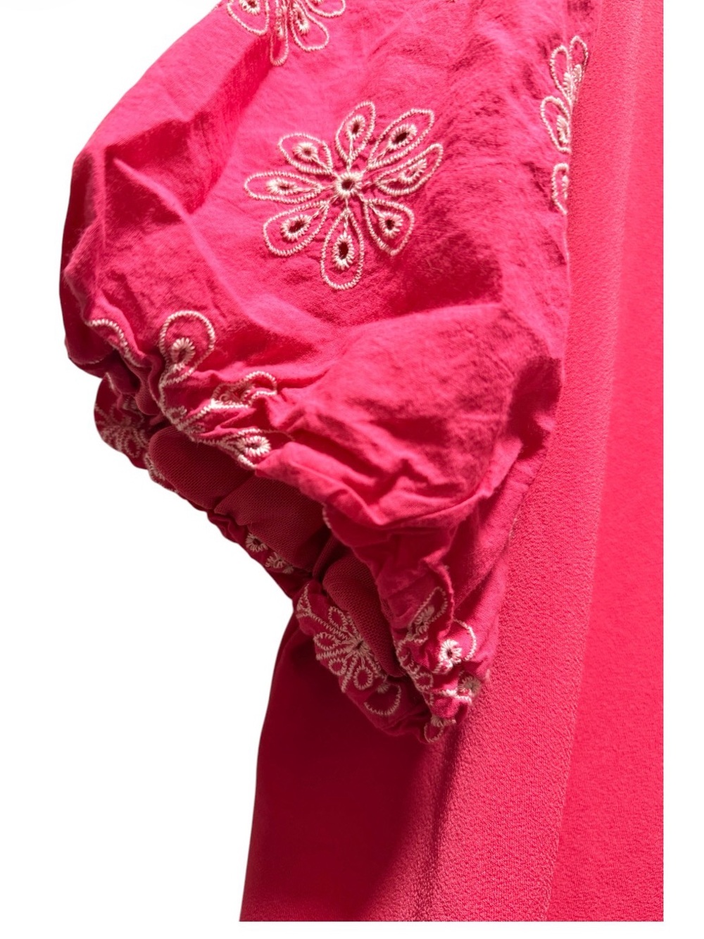 Adrianna Papell Pink Embroidered Puff Sleeve Top XL - Picture 4 of 6